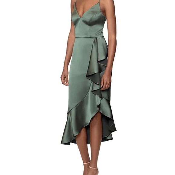 Aqua Dresses & Skirts - Aqua silk Dress 12 ruffled silk